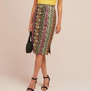 Anthropologie Multicolor Patterned Pencil Skirt